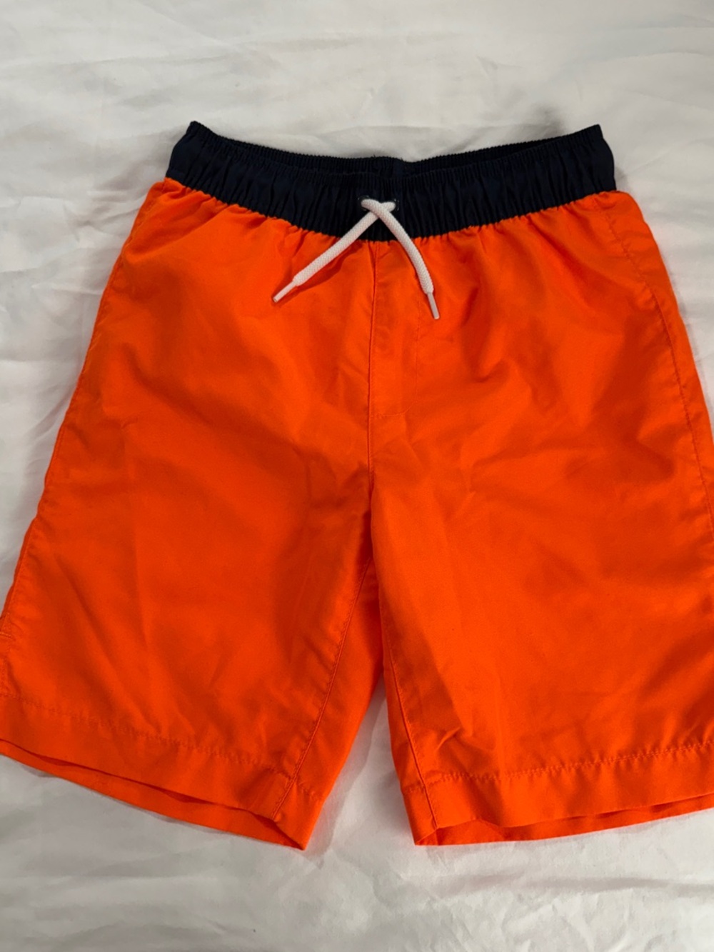 NWOT Kids Bright Orange Drawstring Swim Shorts with Black Waistband